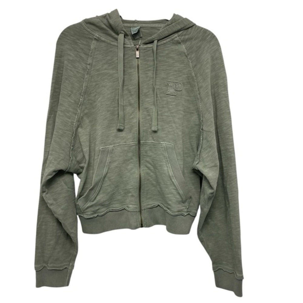 PINK Victoria's Secret Green Full Zip P Monogram Hoodie NEW Size Small
